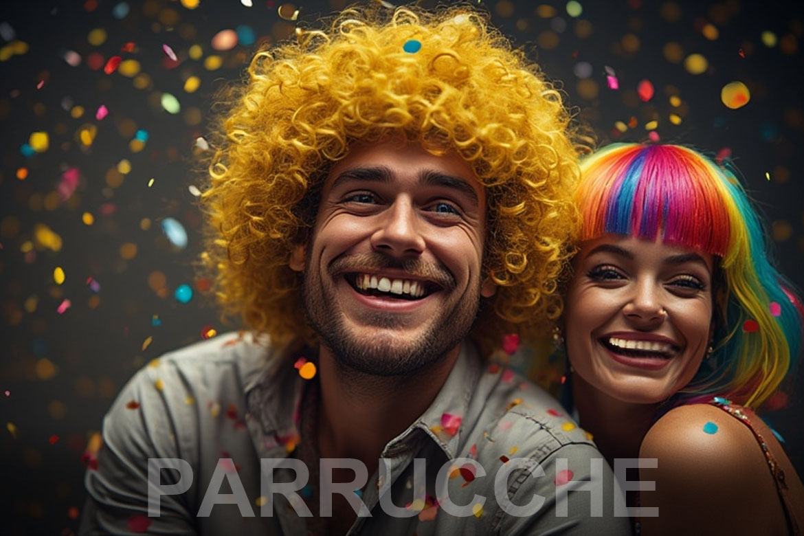 la foto mostra due parrucche di carnevale