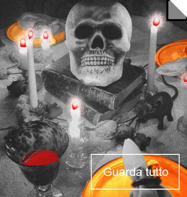 La foto mostra una tavola apparecchiata per Halloween