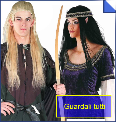 La foto mostra due costumi da elfo in vendita online