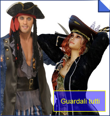 La foto mostra due costumi da pirati in vendita online