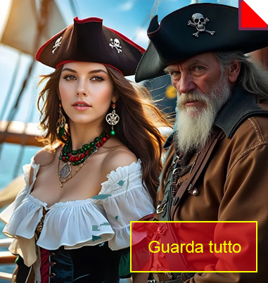 La foto mostra dei vestiti da piratessa e da pirata in vendita online