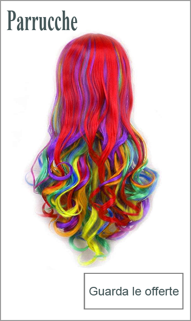 la foto mostra una parrucca di carnevale colorata in offerta