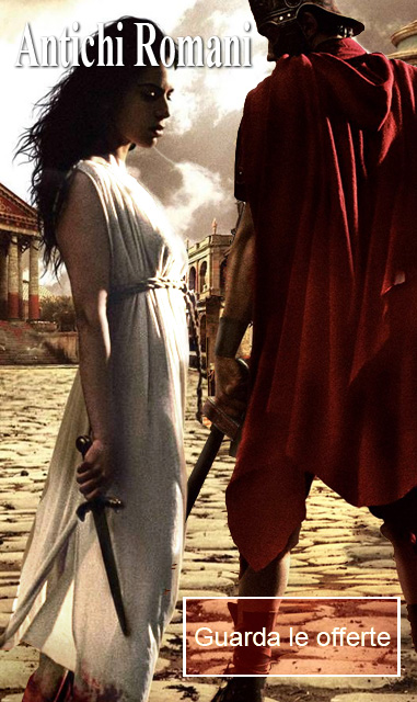 la foto mostra un vestito da soldato antico romano e da antica dama romana