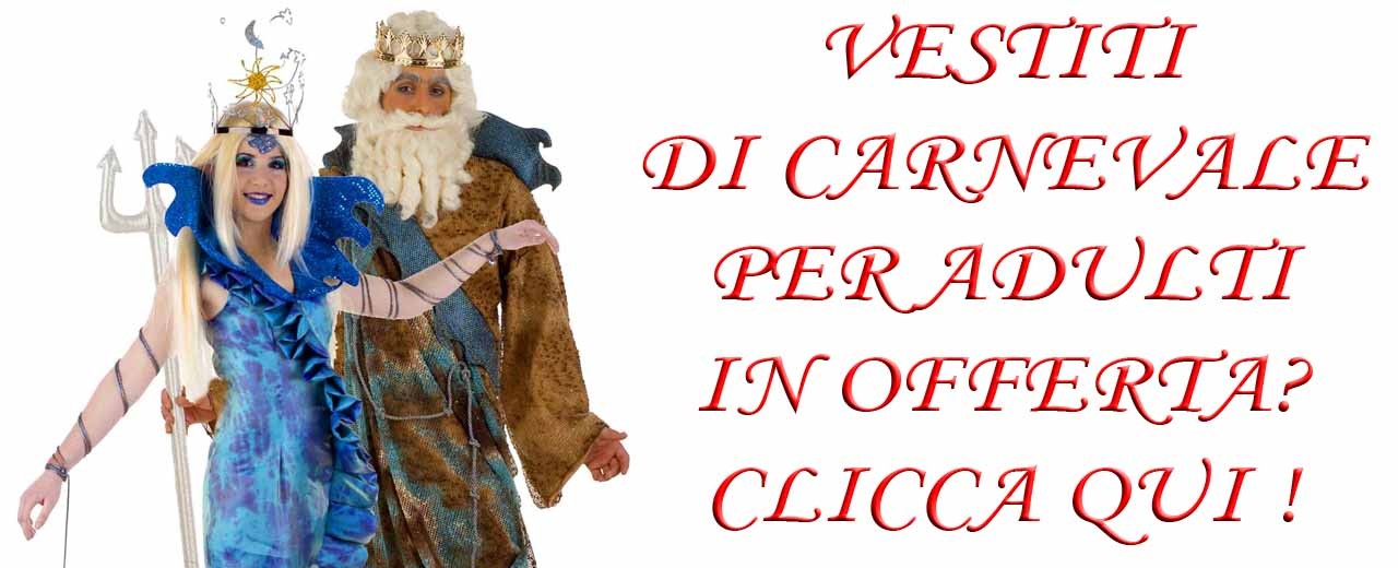 L'immagine mostra due costumi di Carnevale per adulti in offerta