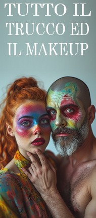 L'immagine mostra due persone con makeup colorato in vio